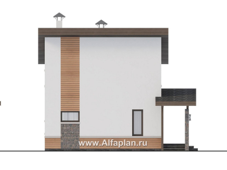 Проекты домов Альфаплан - "Джекпот" - проект каркасного дома с односкатной кровлей, строить быстро, жить - комфортно - превью фасада №3