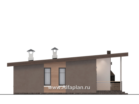 Проекты домов Альфаплан - "Талисман" - проект одноэтажного дома с односкатной кровлей - превью фасада №3