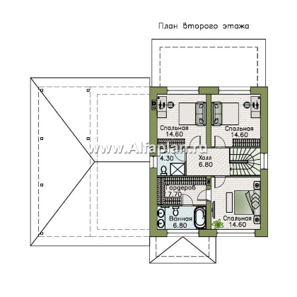 «Остров сокровищ» - проект двухэтажного дома с гаражом и навесом для автомобилей - превью план дома