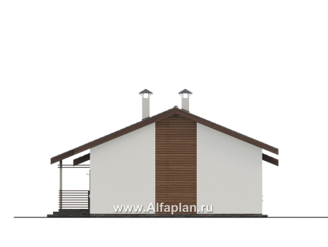 «Пикколо» - проект простого одноэтажного дома из газоблоков, планировка мастер спальня, с террасой - превью фасада дома