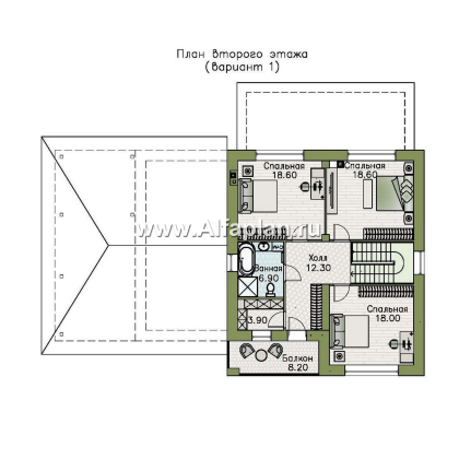 «Сайма» - проект двухэтажного дома из кирпичей, с террасой, в баварском стиле, с гаражом - превью план дома