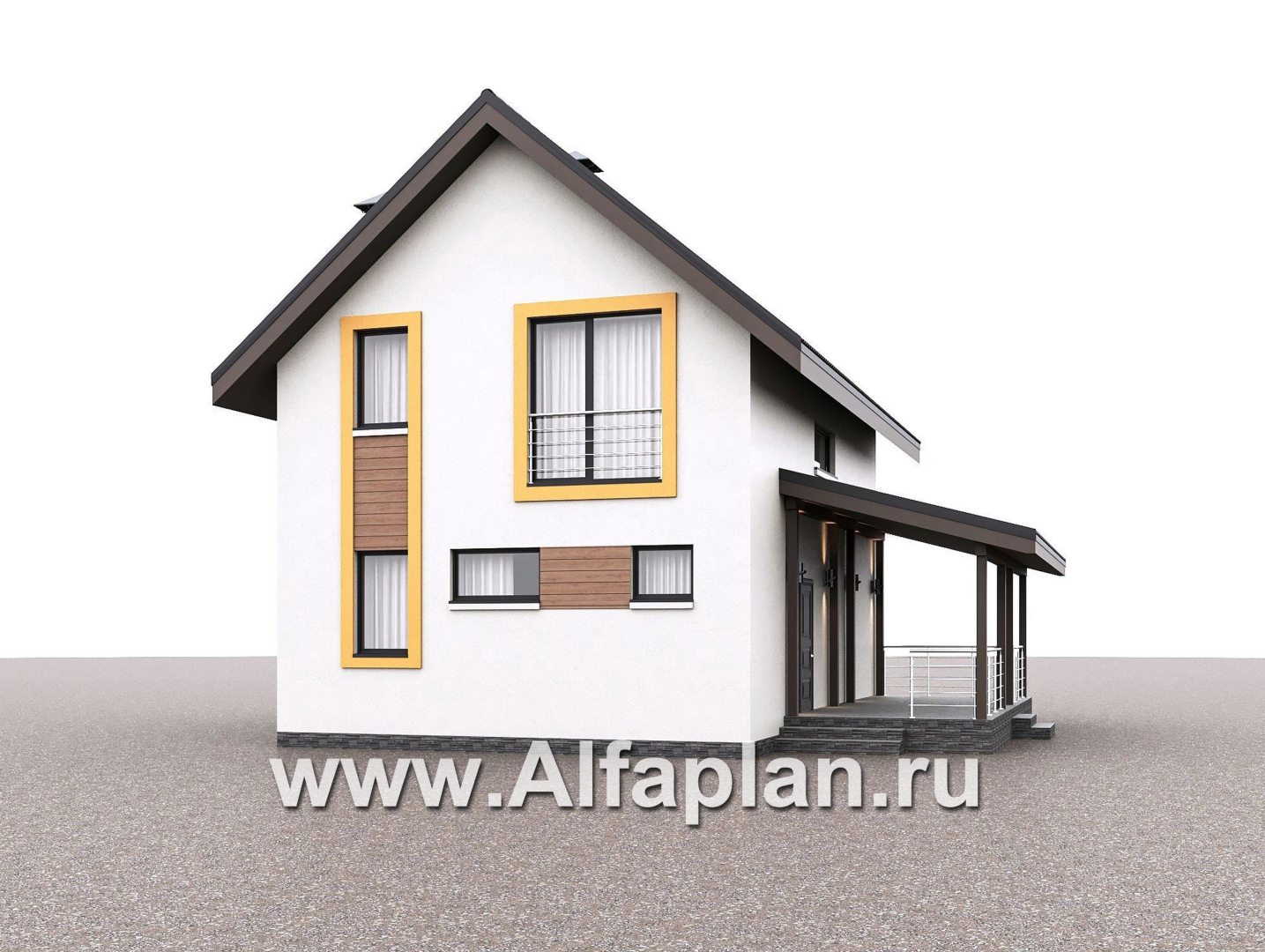 «Викинг» - проект дома, 2 этажа, с сауной и с террасой сбоку, в скандинавском стиле - дизайн дома №2