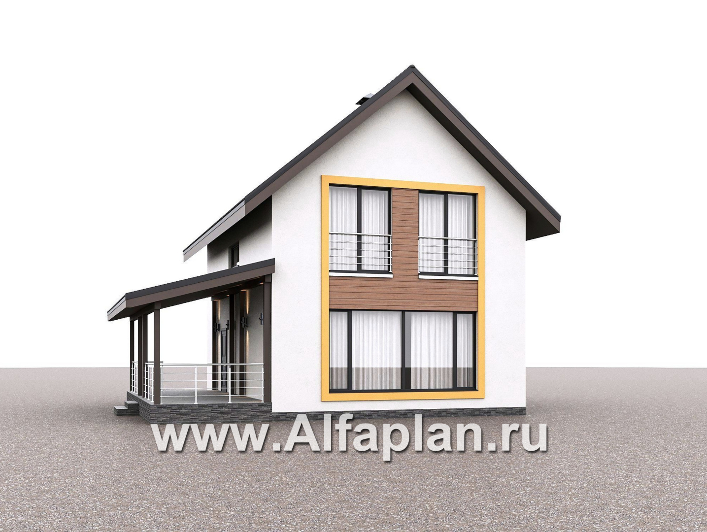 «Викинг» - проект дома, 2 этажа, с сауной и с террасой сбоку, в скандинавском стиле - дизайн дома №4