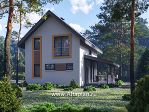 «Викинг» - проект дома, 2 этажа, с сауной и с террасой сбоку, в скандинавском стиле