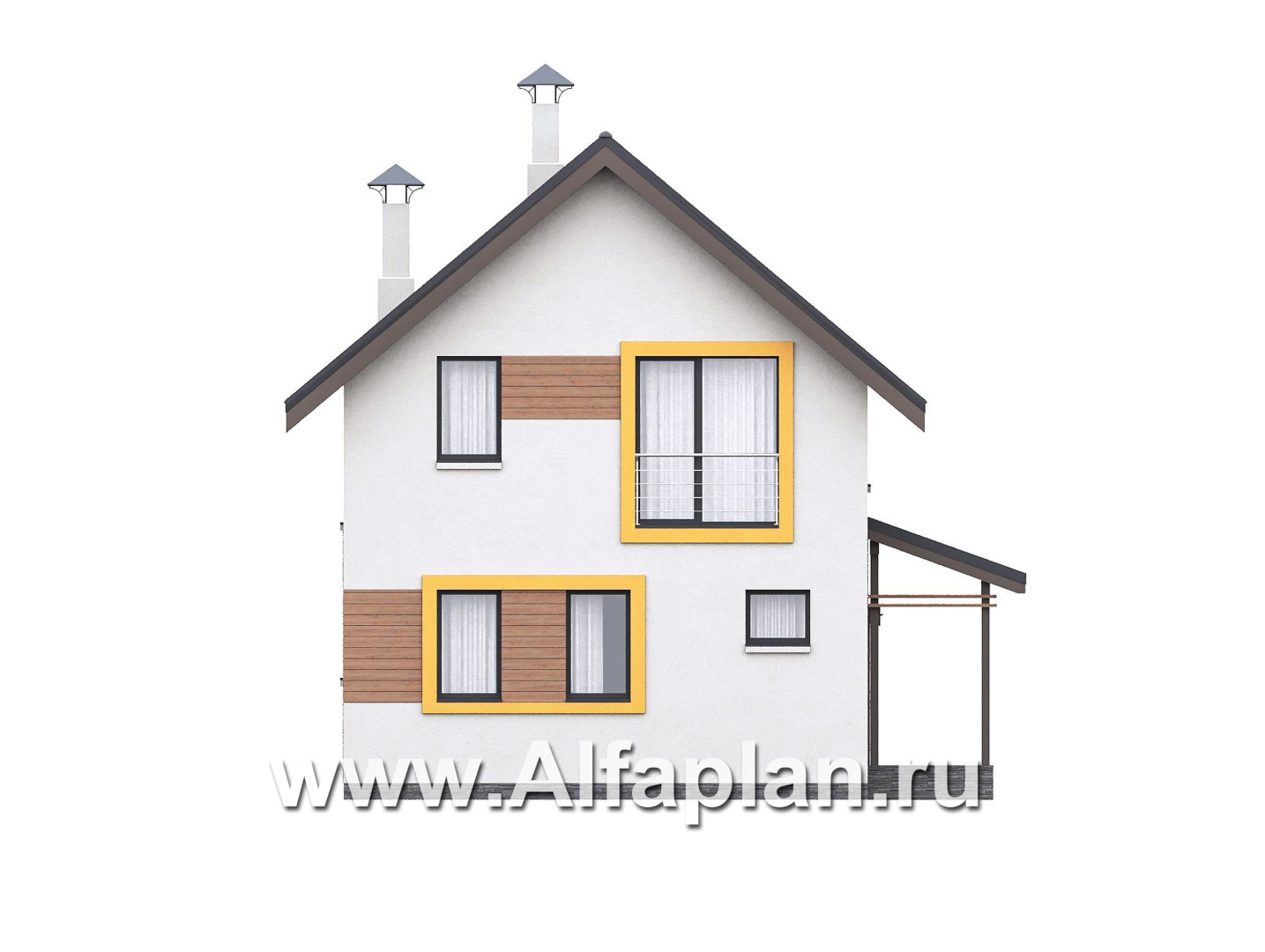 «Викинг» - проект дома, 2 этажа, с сауной и с террасой, в скандинавском стиле - фасад дома