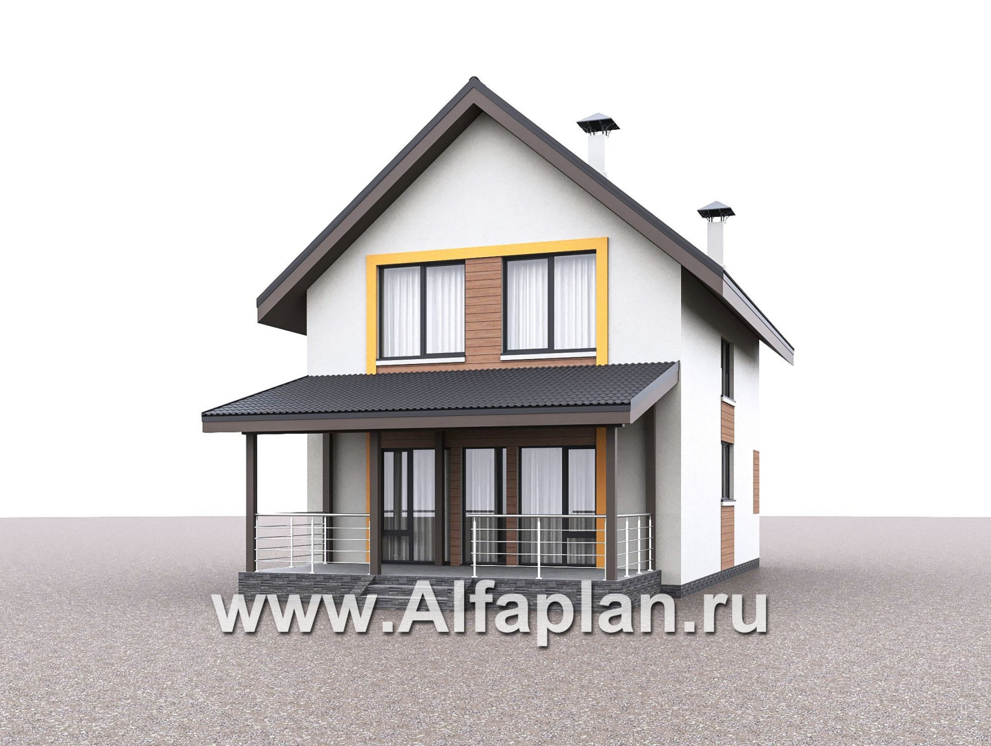 «Викинг» - проект дома, 2 этажа, с сауной и с террасой, в скандинавском стиле - дизайн дома №2