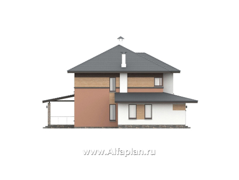 «Серебряный луч» - проект двухэтажного дома, планировка две спальни на 1эт и второй свет в гостиной, в современном стиле - превью фасада дома
