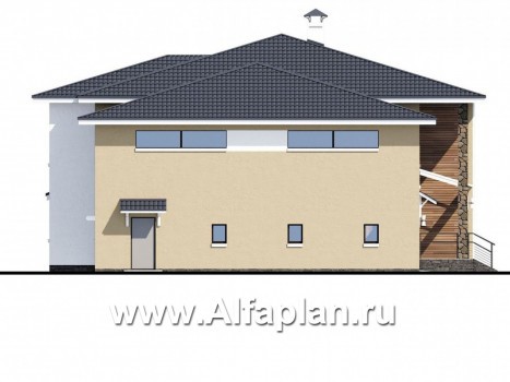 Проекты домов Альфаплан - «Семь звезд» — современный особняк с большим гаражом и биллиардной - превью фасада №3