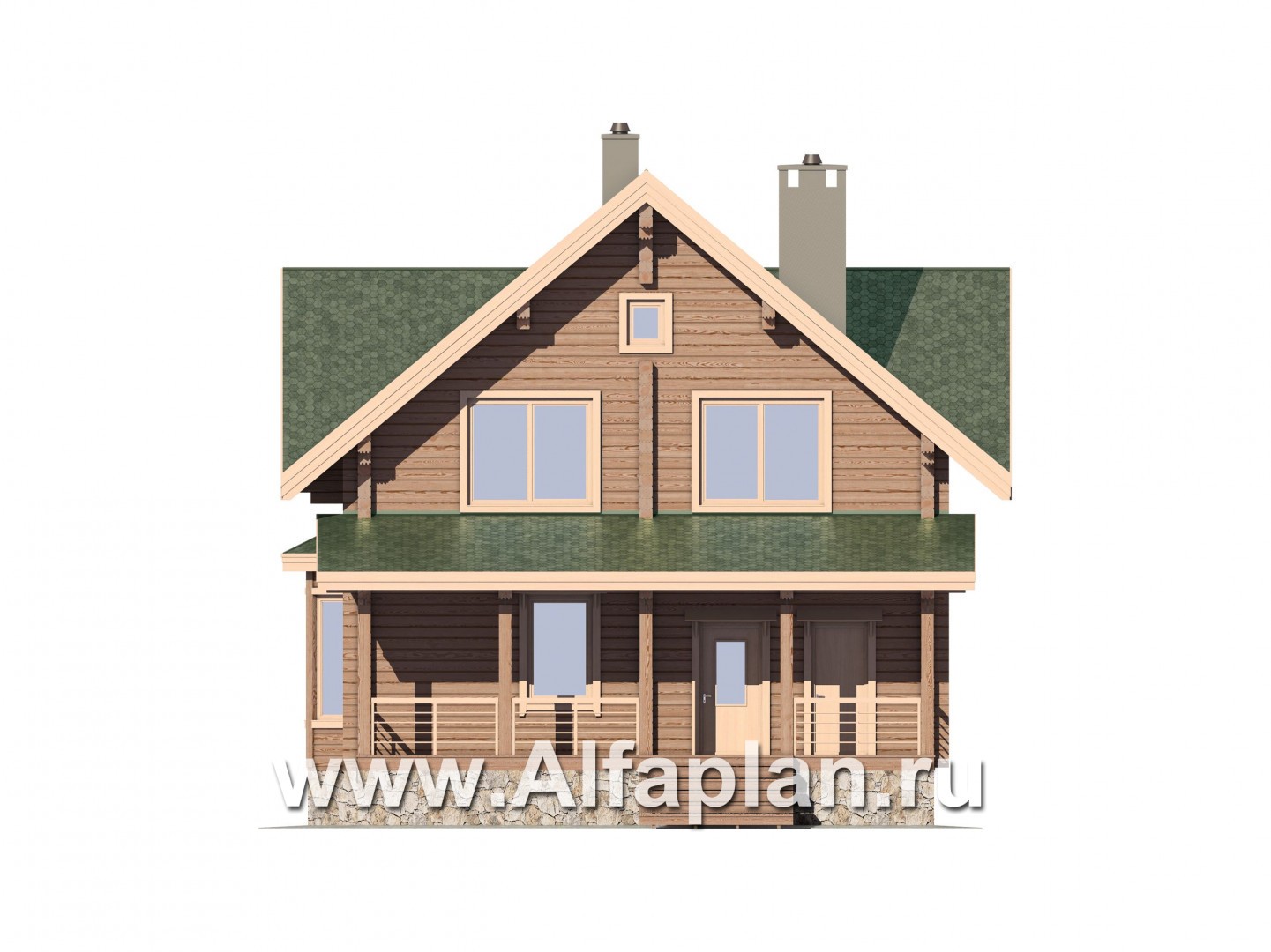 Проекты домов Альфаплан - Дом из бруса для загородного отдыха - изображение фасада №1