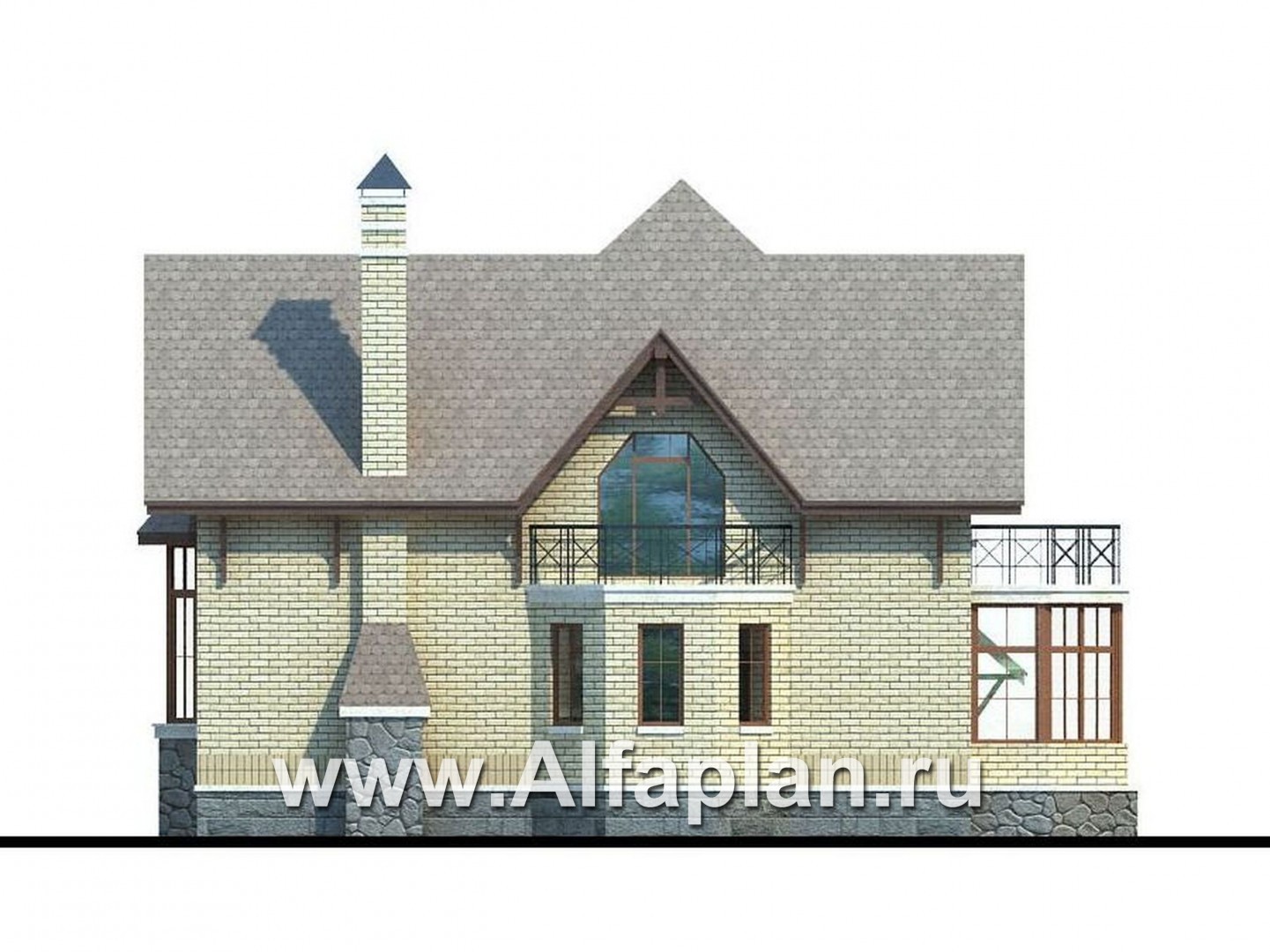 Проекты домов Альфаплан - «Вернигероде» - загородный дом с мансардой - изображение фасада №2