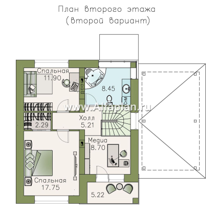 Проекты домов Альфаплан - Проект двухэтажного дома из кирпича «Серебро», с навесом для авто - превью плана проекта №3