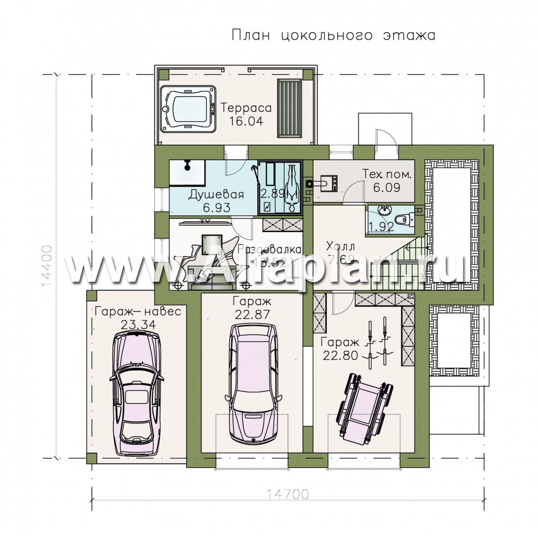 Проекты домов Альфаплан - «Линия горизонта» - современный коттедж - в цоколе - изображение плана проекта №1