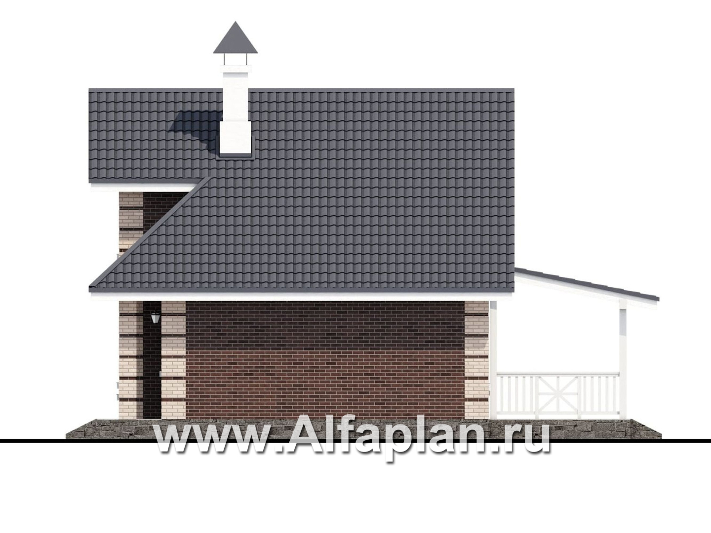 Проекты домов Альфаплан - «Замечательный сосед» - проект дома с мансардой,  с террасой, с удобным планом - изображение фасада №2