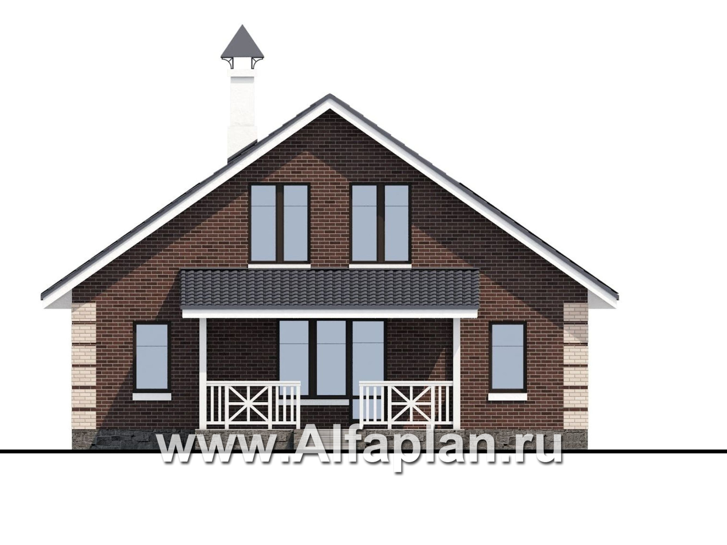 Проекты домов Альфаплан - «Замечательный сосед» - проект дома с мансардой,  с террасой, с удобным планом - изображение фасада №3