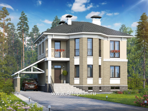 Превью проекта ««Классика» - проект двухэтажного дома, с террасой, с цокольным этажом»