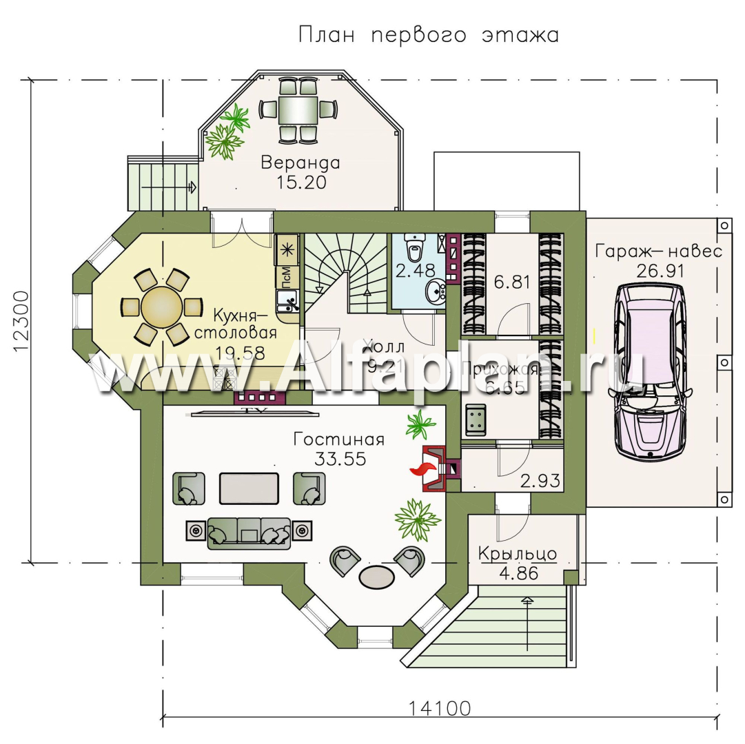 Проекты домов Альфаплан - «Классический плюс» - классический  особняк с цокольным этажом - план проекта №2