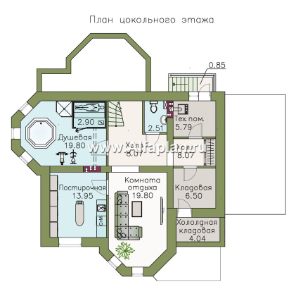Проекты домов Альфаплан - «Классический плюс» - классический  особняк с цокольным этажом - превью плана проекта №1