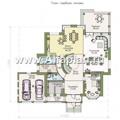Проекты домов Альфаплан - Вилла «Эдельвейс» - современный комфортабельный особняк - превью плана проекта №1