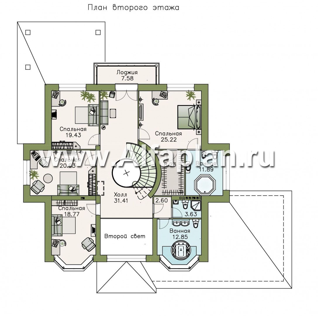 Проекты домов Альфаплан - Вилла «Эдельвейс» - современный комфортабельный особняк - план проекта №2