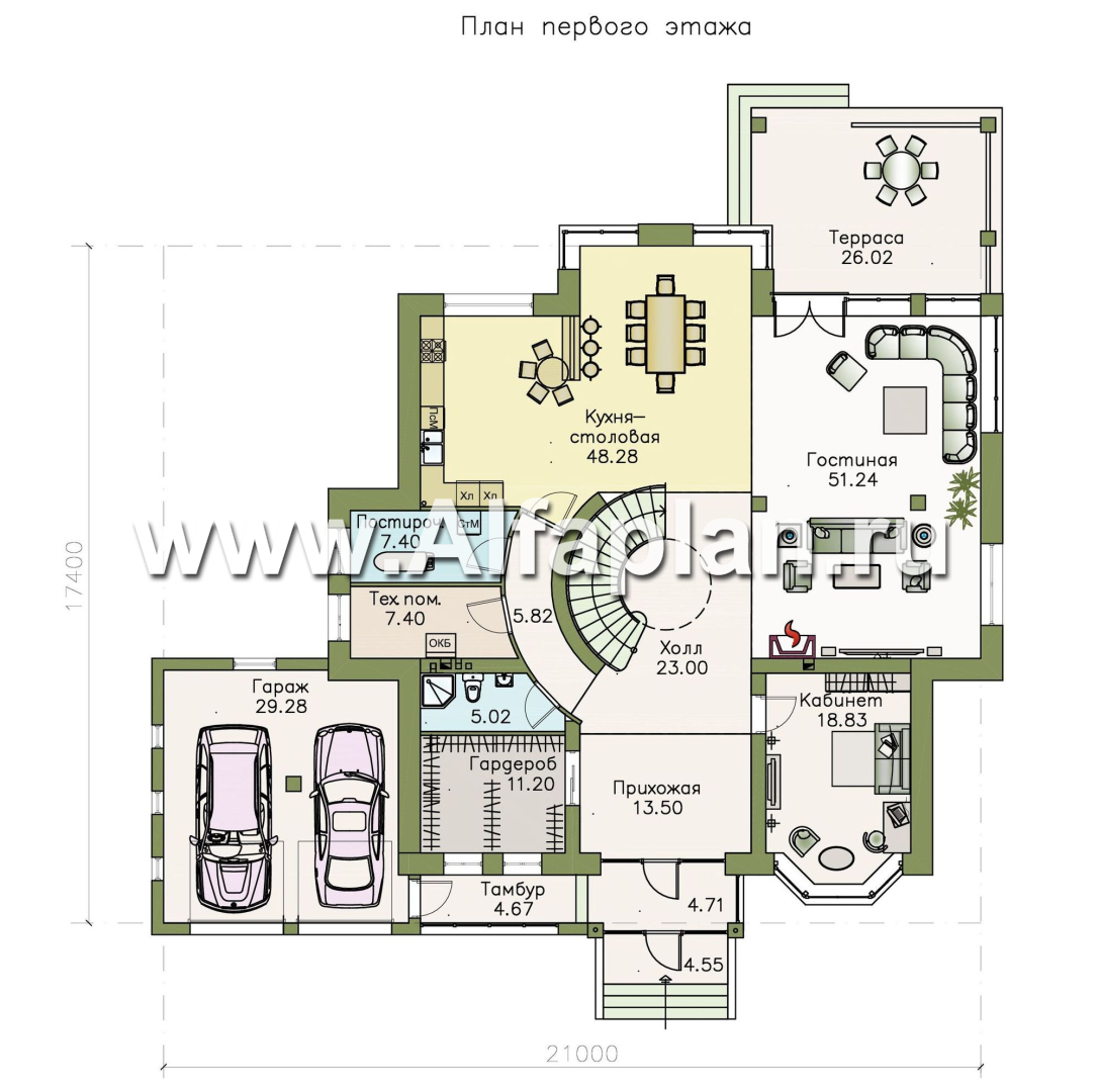 Проекты домов Альфаплан - Вилла «Эдельвейс» — современный комфортабельный особняк - изображение плана проекта №1