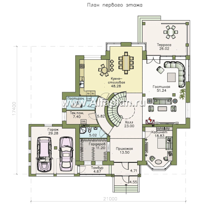 Проекты домов Альфаплан - Вилла «Эдельвейс» — современный комфортабельный особняк - превью плана проекта №1