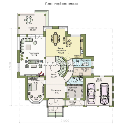 Проекты домов Альфаплан - Вилла «Эдельвейс» — современный комфортабельный особняк - превью плана проекта №1