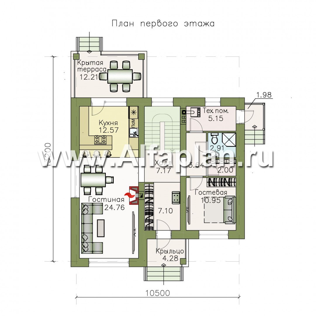 Проекты домов Альфаплан - «Манор» — сбалансированный комфортный коттедж - изображение плана проекта №1