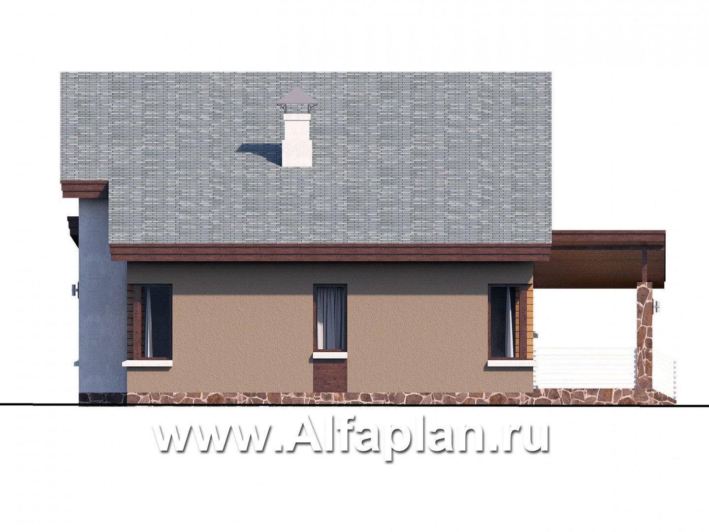 Проекты домов Альфаплан - «Каприкорн» - комфортабельный коттедж с бильярдной - изображение фасада №2