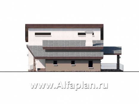 Проекты домов Альфаплан - «Каприкорн» - комфортабельный коттедж с мансардой и гаражом - превью фасада №2