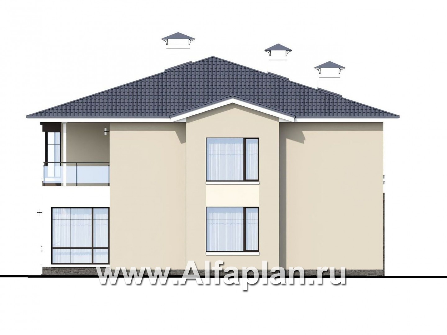 Проекты домов Альфаплан - «Опал» - современный двухэтажный комфортабельный дом - изображение фасада №2
