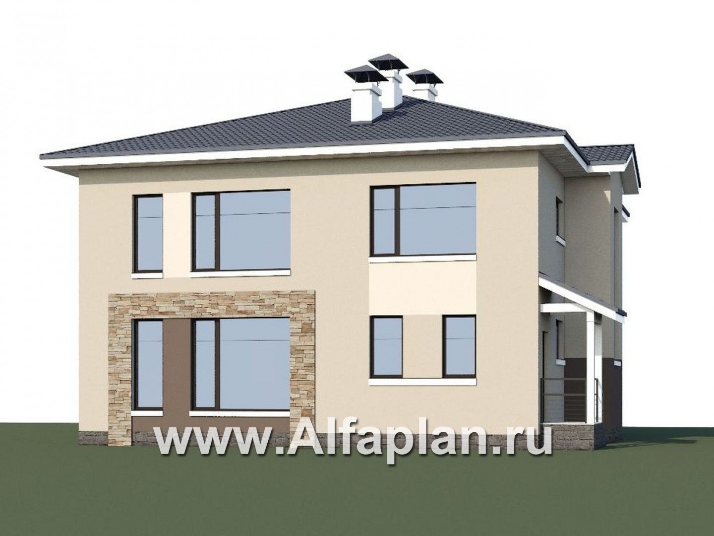 Проекты домов Альфаплан - «Опал» - современный двухэтажный комфортабельный дом - дополнительное изображение №1
