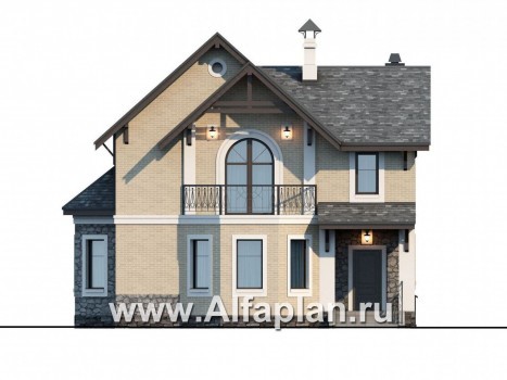Проекты домов Альфаплан - «Бригантина» - коттедж с компактным планом - превью фасада №1