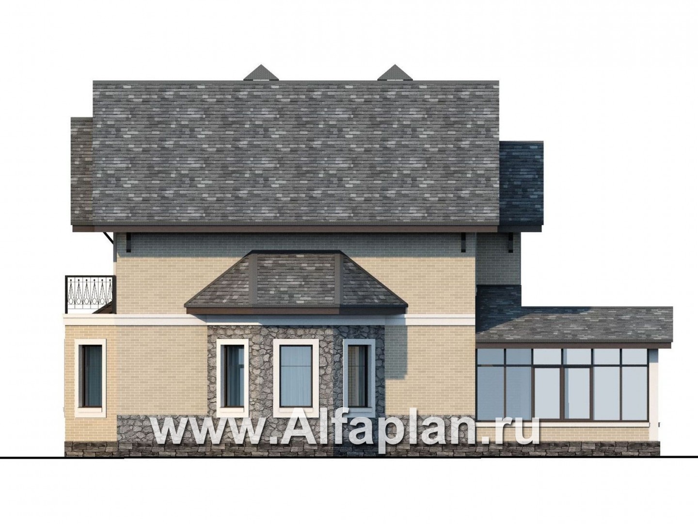 Проекты домов Альфаплан - «Бригантина» - коттедж с компактным планом - изображение фасада №2