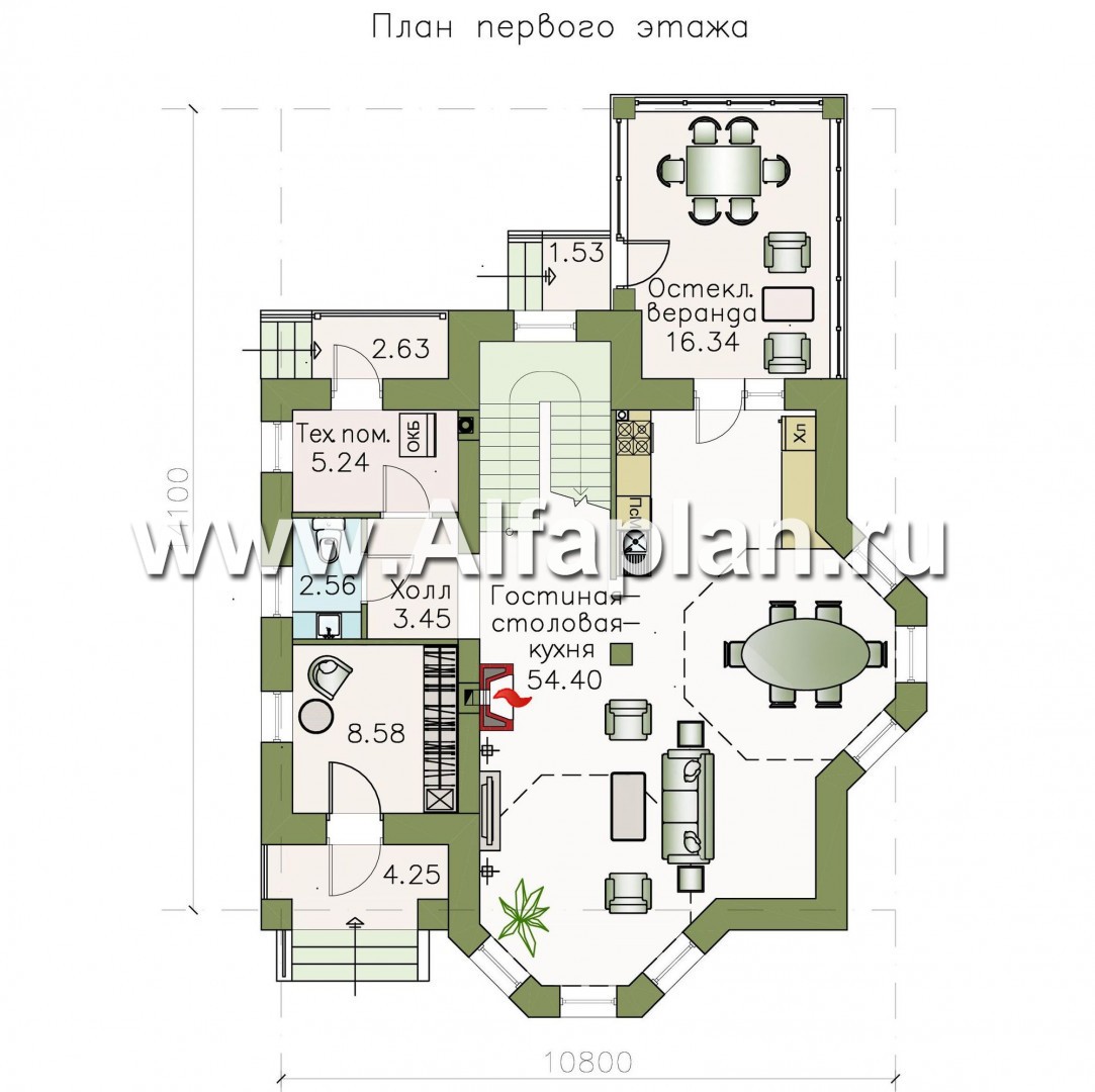 Проекты домов Альфаплан - «Бригантина» - коттедж с компактным планом - план проекта №1