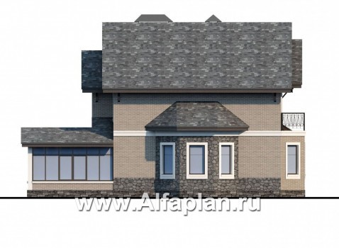 Проекты домов Альфаплан - «Бригантина» - коттедж с компактным планом и гаражом - превью фасада №3