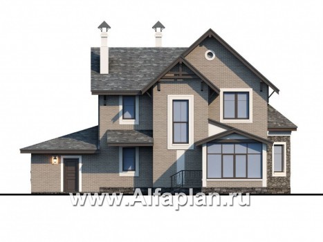 Проекты домов Альфаплан - «Бригантина» - коттедж с компактным планом и гаражом - превью фасада №4