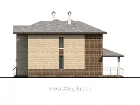 Проекты домов Альфаплан - «Высшая лига» -  Дом с двумя жилыми комнатами на 1эт, с гаражом на два автомобиля - превью фасада №2