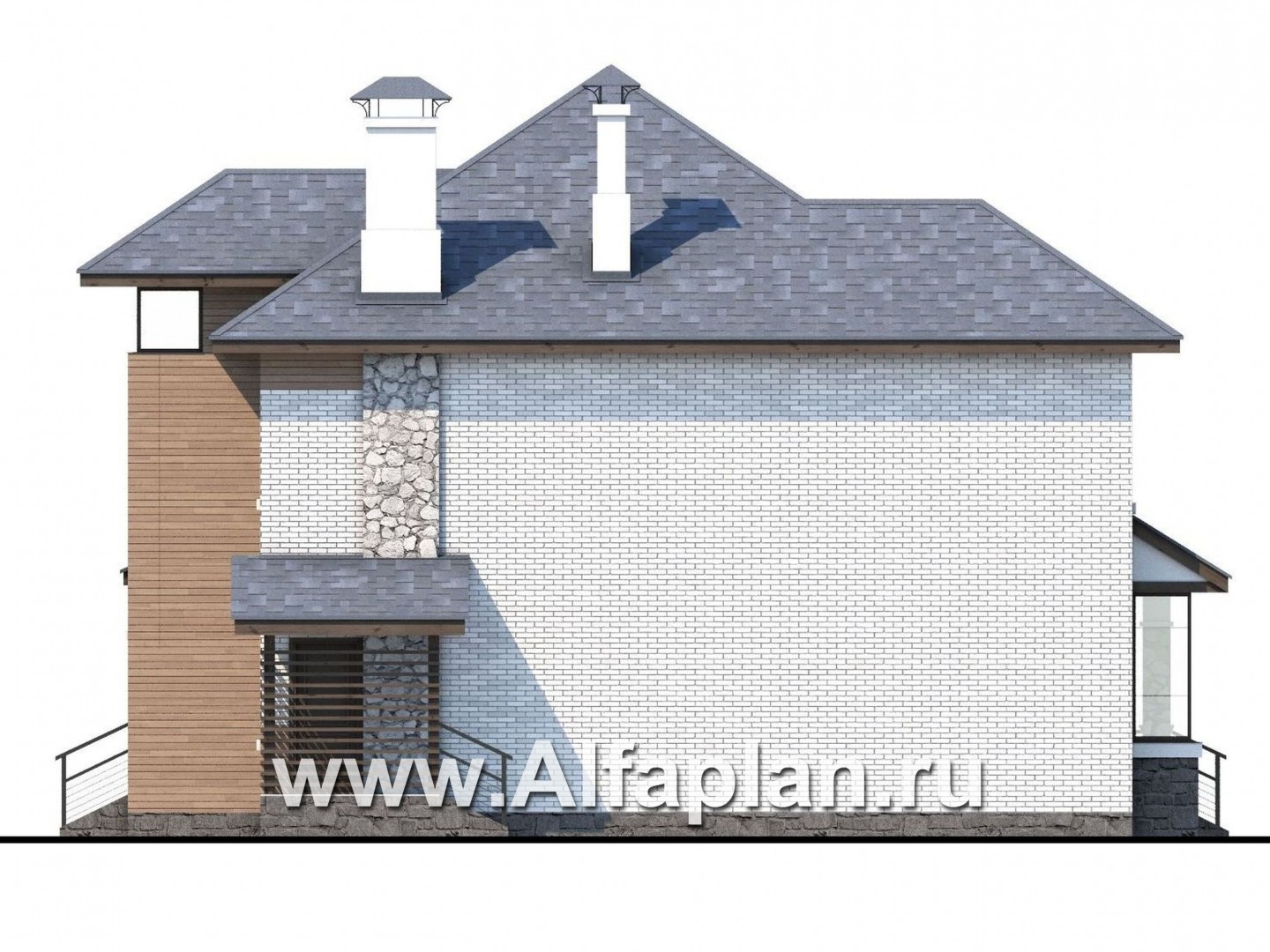 Проекты домов Альфаплан - «Агент 007» - современный компактный коттедж - изображение фасада №2