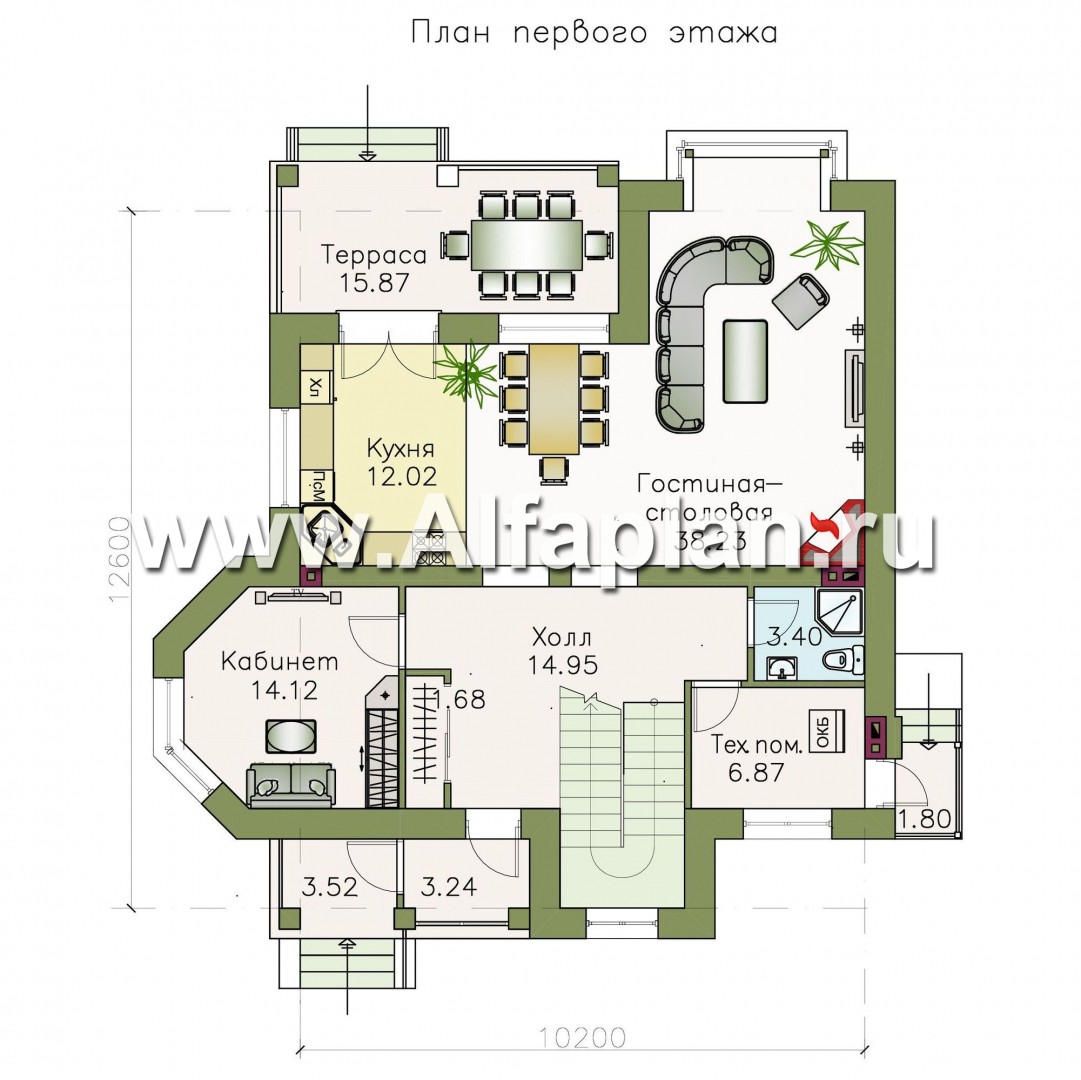 Проекты домов Альфаплан - «Агент 007» - современный компактный коттедж - план проекта №1