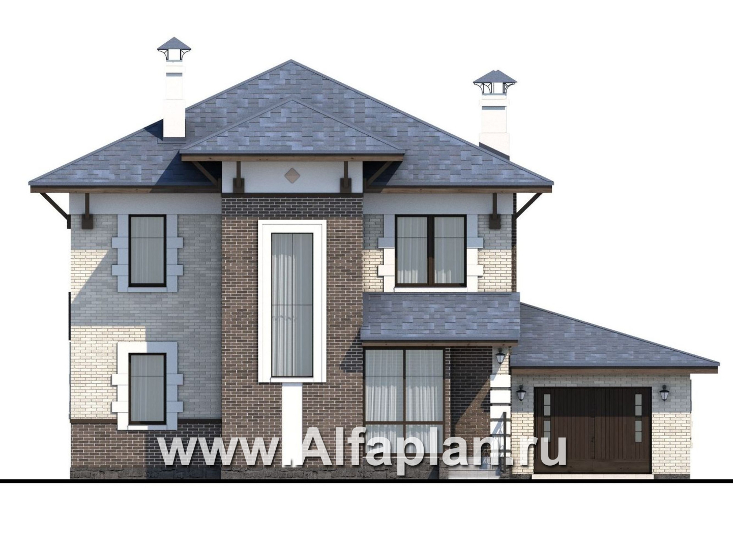 Проекты домов Альфаплан - «Виконт»- двухэтажный дом - и отличной планировкой - изображение фасада №1