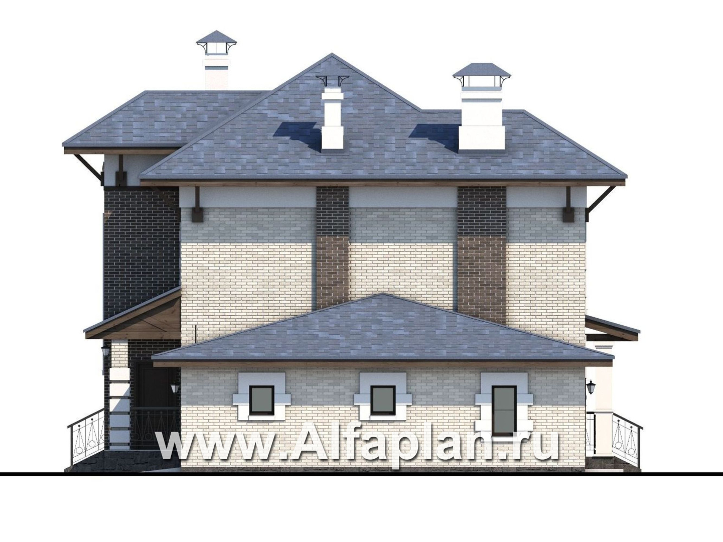 Проекты домов Альфаплан - «Виконт»- двухэтажный дом - и отличной планировкой - изображение фасада №2