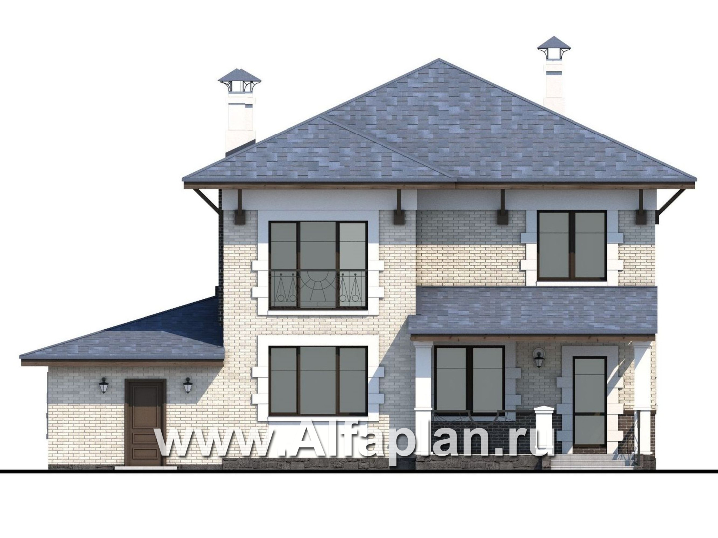 Проекты домов Альфаплан - «Виконт»- двухэтажный дом - и отличной планировкой - изображение фасада №4