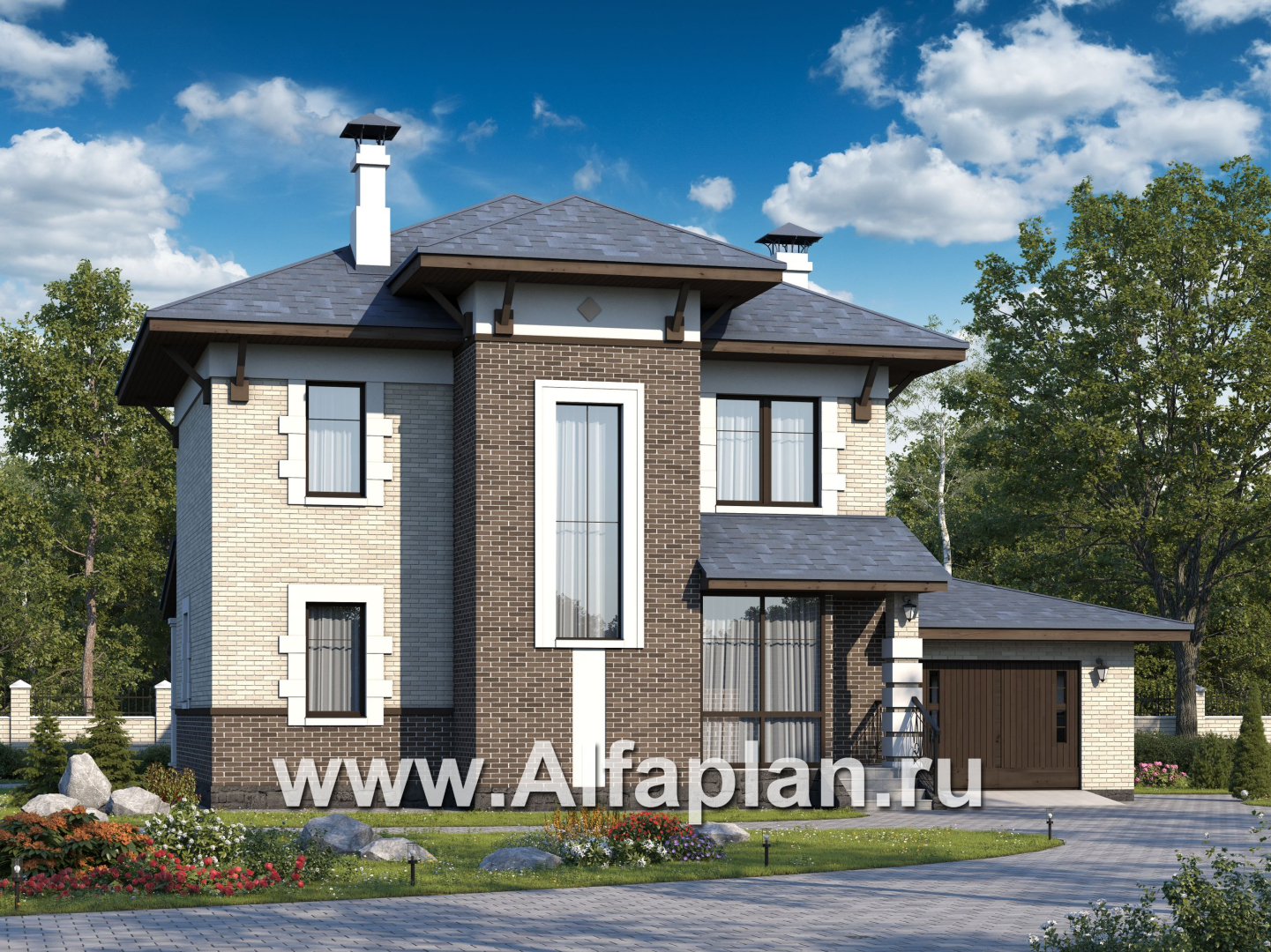 Проекты домов Альфаплан - «Виконт»- двухэтажный дом - и отличной планировкой - дополнительное изображение №2