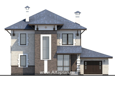 Проекты домов Альфаплан - «Виконт»- двухэтажный дом - и отличной планировкой - превью фасада №1
