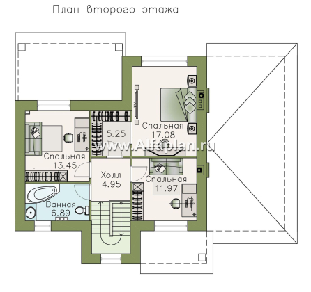 Проекты домов Альфаплан - «Виконт»- двухэтажный дом - и отличной планировкой - превью плана проекта №2