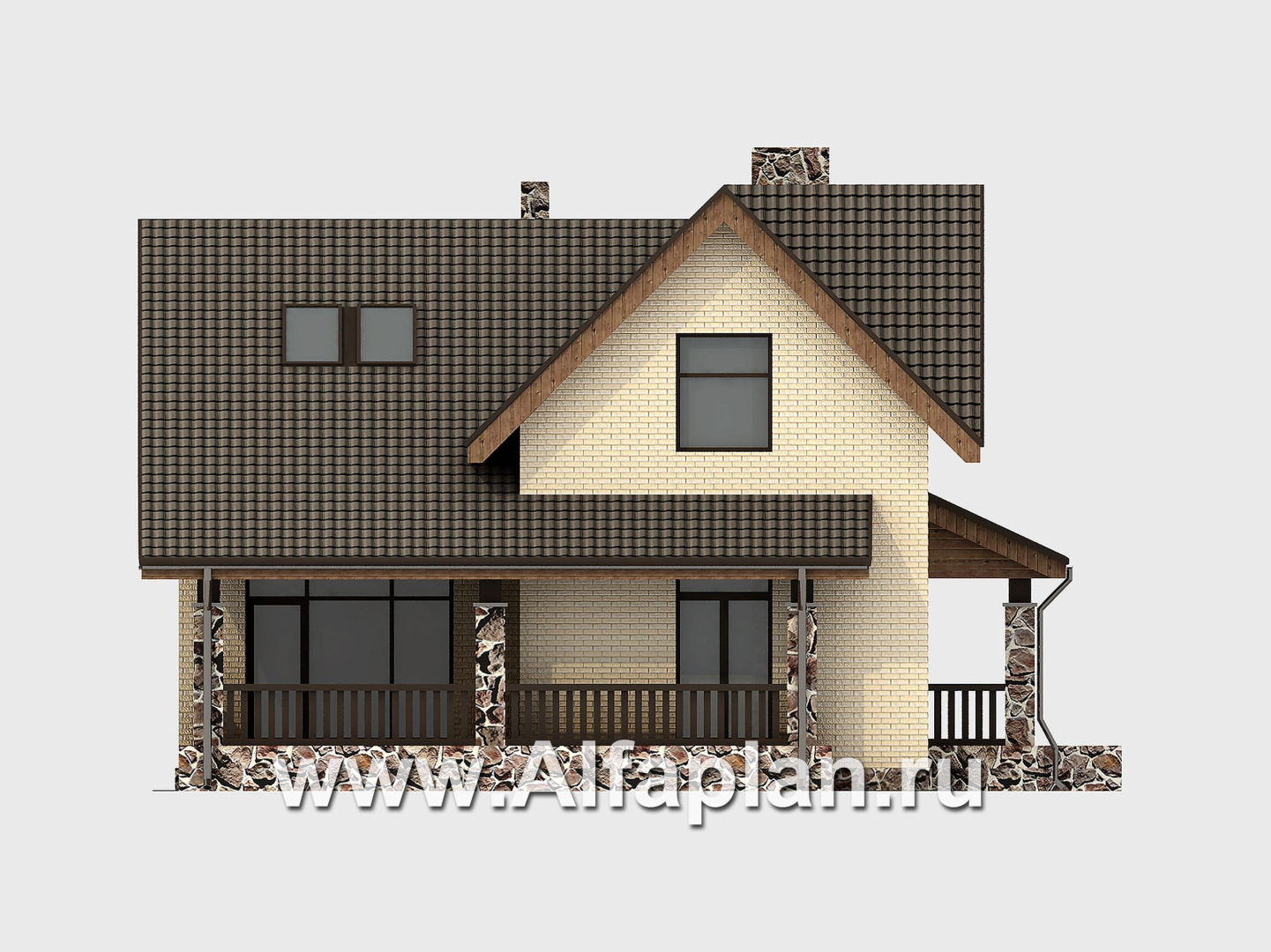 Проекты домов Альфаплан - Проект небольшого уютного коттеджа - изображение фасада №3