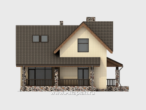 Проекты домов Альфаплан - Проект небольшого уютного коттеджа - превью фасада №3