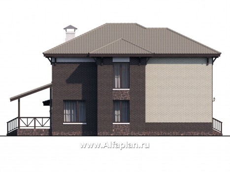 Проекты домов Альфаплан - «Вишера» - стильный дом с гаражом - превью фасада №3
