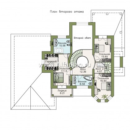 Проекты домов Альфаплан - «Воронцов»- респектабельный коттедж из газобетона с гаражом - превью плана проекта №2