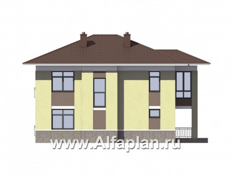 Проекты домов Альфаплан - Двухэтажный кирпичный дом(пять спален) - превью фасада №4
